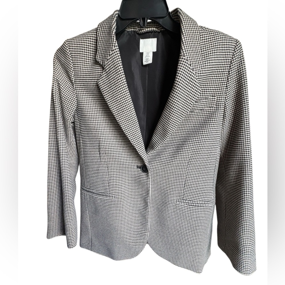 EUC H&M Women’s Black and White Houndstooth Checkered Blazer XS